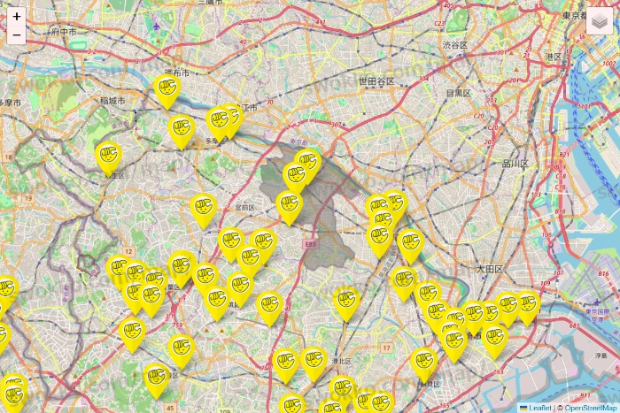 神奈川県のチョコザップの店舗地図