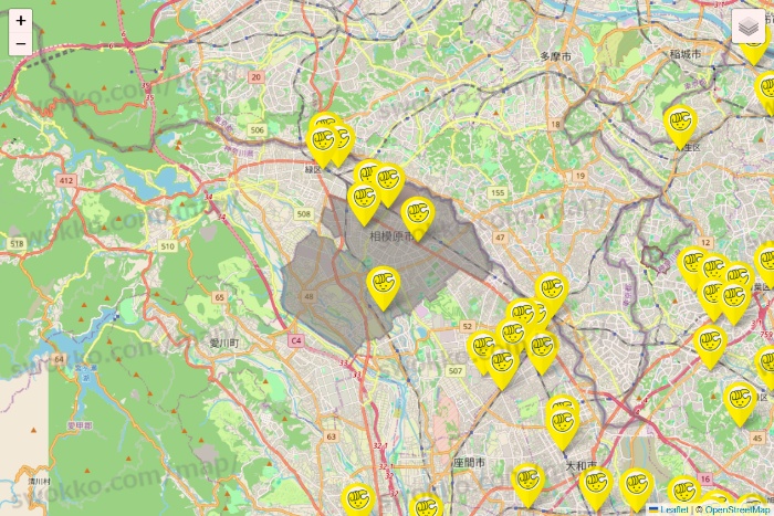 神奈川県のチョコザップの店舗地図