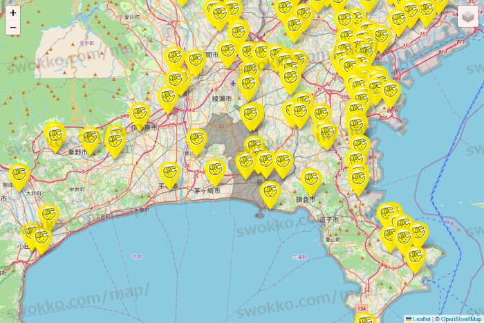 神奈川県のチョコザップの店舗地図