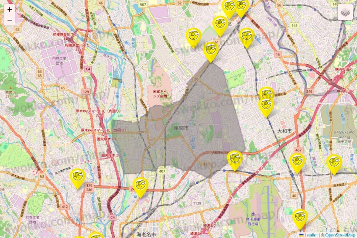 神奈川県のチョコザップの店舗地図