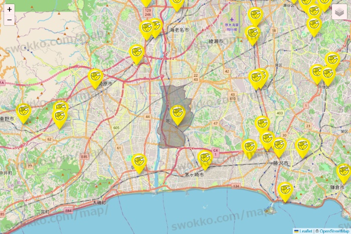 神奈川県のチョコザップの店舗地図