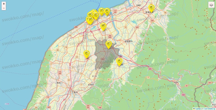 新潟県のチョコザップの店舗地図