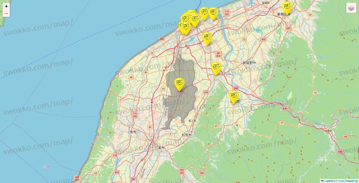 新潟県のチョコザップの店舗地図