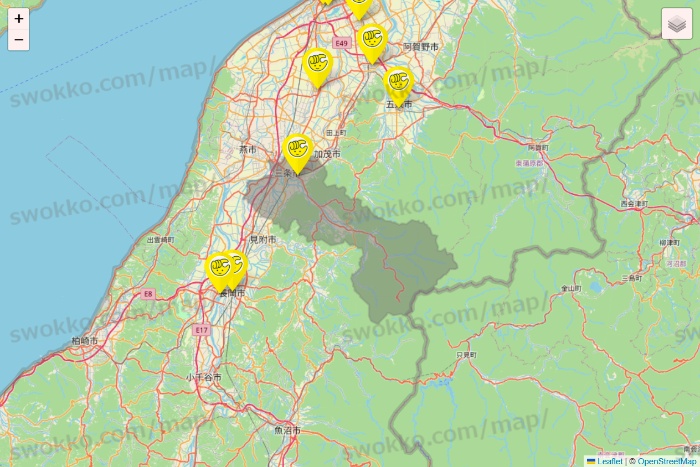 新潟県のチョコザップの店舗地図