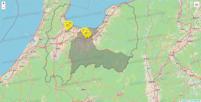 富山県のチョコザップの店舗地図
