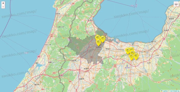 富山県のチョコザップの店舗地図