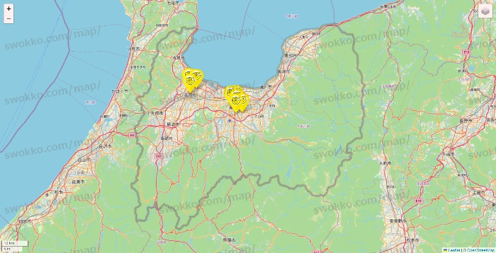 富山県のチョコザップの店舗地図