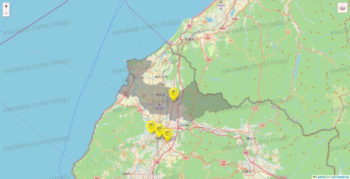 福井県のチョコザップの店舗地図