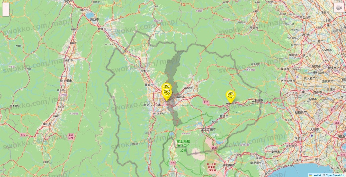 山梨県のチョコザップの店舗地図