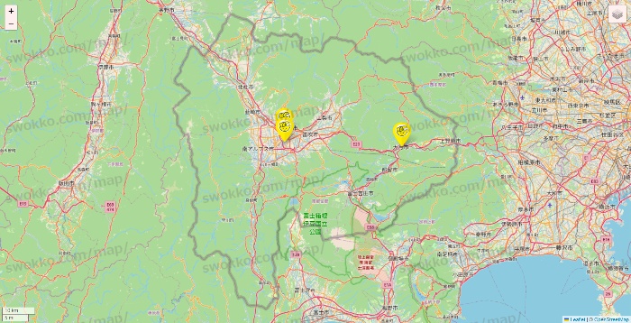 山梨県のチョコザップの店舗地図