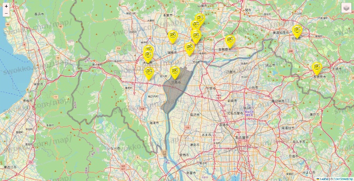 岐阜県のチョコザップの店舗地図