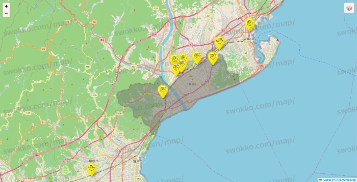 静岡県のチョコザップの店舗地図