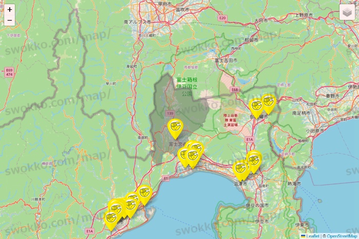 静岡県のチョコザップの店舗地図
