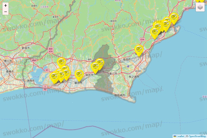 静岡県のチョコザップの店舗地図