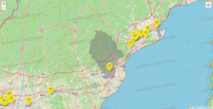静岡県のチョコザップの店舗地図