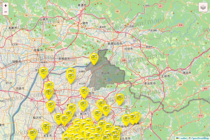 愛知県のチョコザップの店舗地図