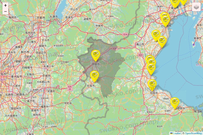 三重県のチョコザップの店舗地図