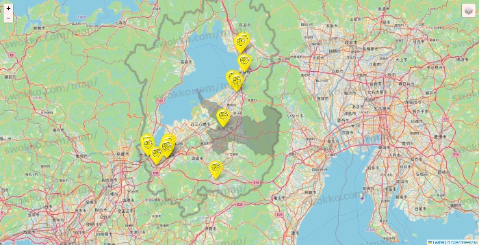 滋賀県のチョコザップの店舗地図