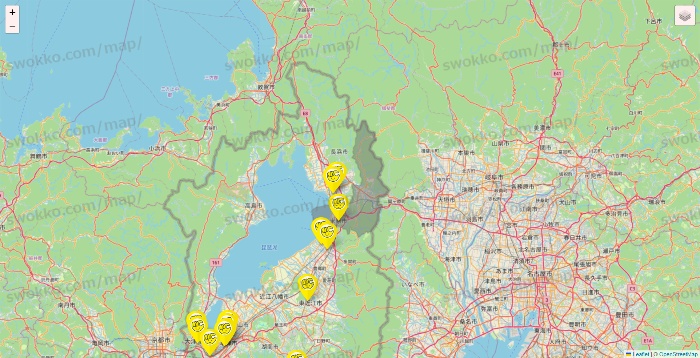 滋賀県のチョコザップの店舗地図