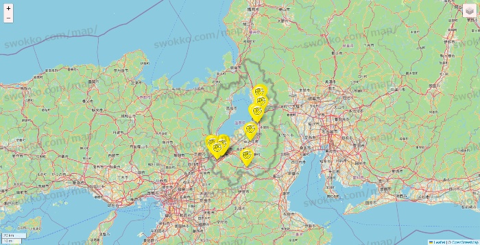 滋賀県のチョコザップの店舗地図