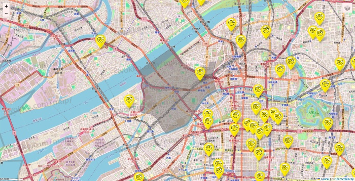 大阪府のチョコザップの店舗地図