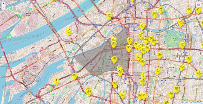 大阪府のチョコザップの店舗地図