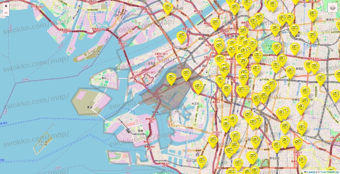 大阪府のチョコザップの店舗地図