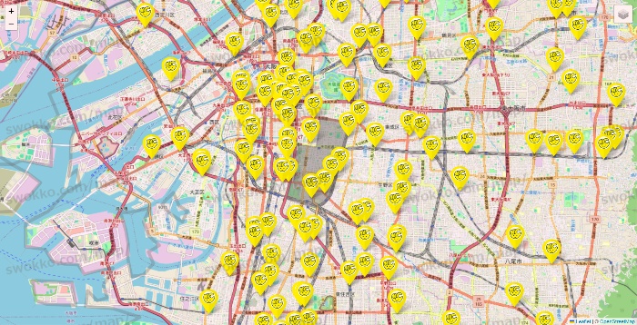大阪府のチョコザップの店舗地図