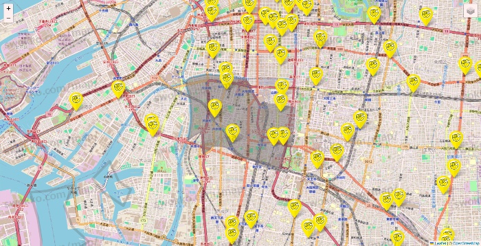 大阪府のチョコザップの店舗地図