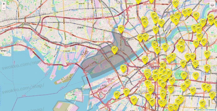 大阪府のチョコザップの店舗地図