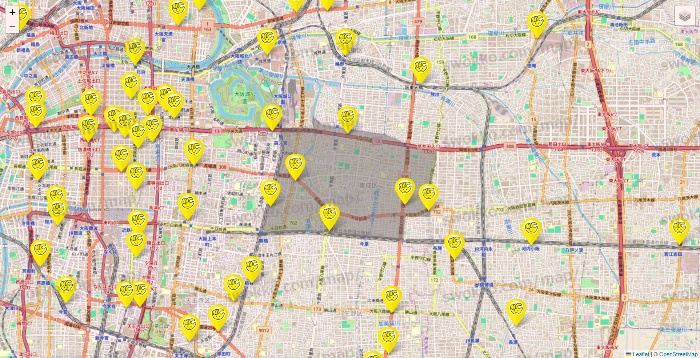 大阪府のチョコザップの店舗地図