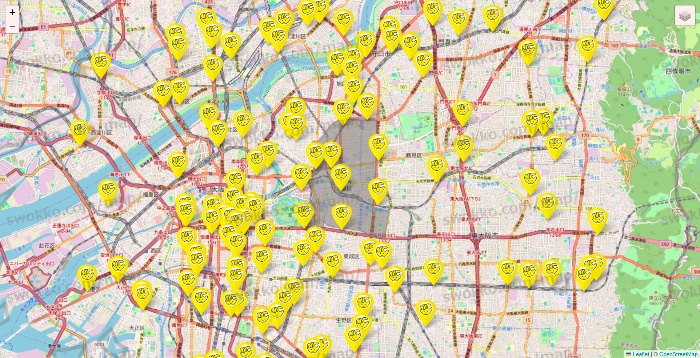 大阪府のチョコザップの店舗地図