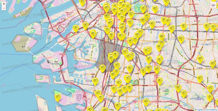 大阪府のチョコザップの店舗地図