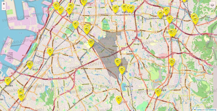 大阪府のチョコザップの店舗地図