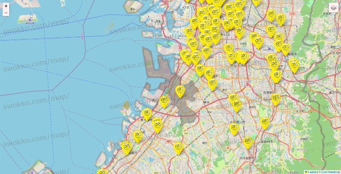 大阪府のチョコザップの店舗地図