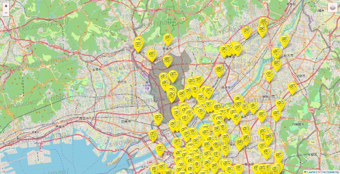 大阪府のチョコザップの店舗地図
