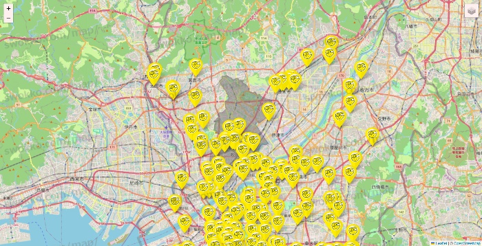 大阪府のチョコザップの店舗地図