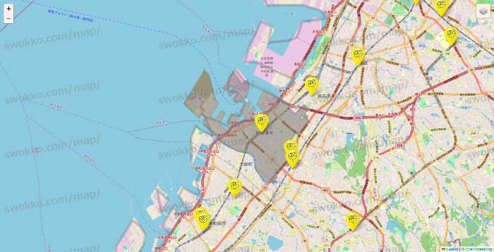 大阪府のチョコザップの店舗地図