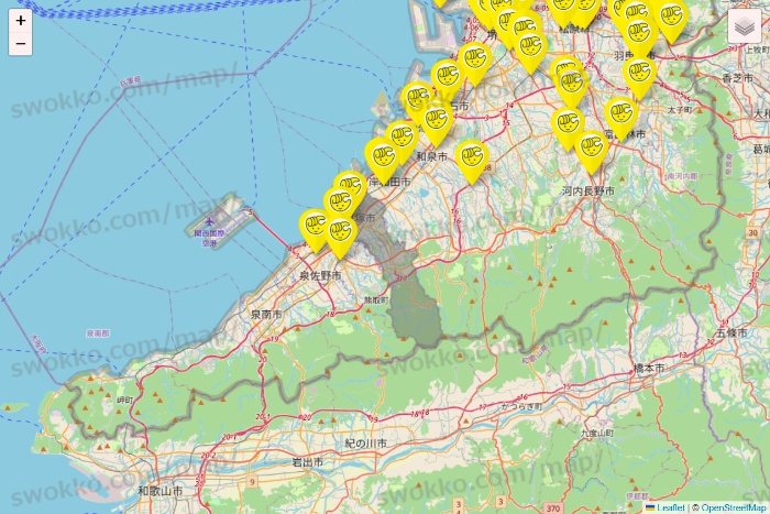 大阪府のチョコザップの店舗地図