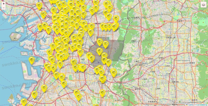 大阪府のチョコザップの店舗地図