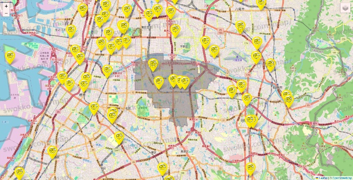 大阪府のチョコザップの店舗地図