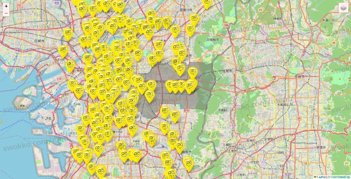 大阪府のチョコザップの店舗地図