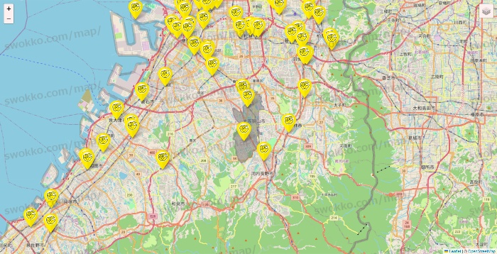 大阪府のチョコザップの店舗地図