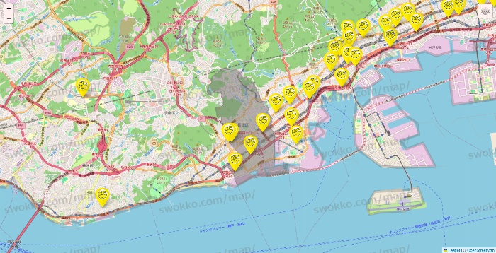 兵庫県のチョコザップの店舗地図