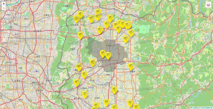 奈良県のチョコザップの店舗地図