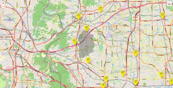 奈良県のチョコザップの店舗地図