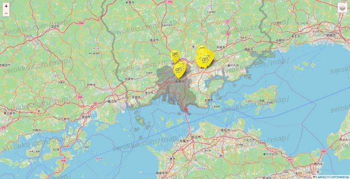 岡山県のチョコザップの店舗地図