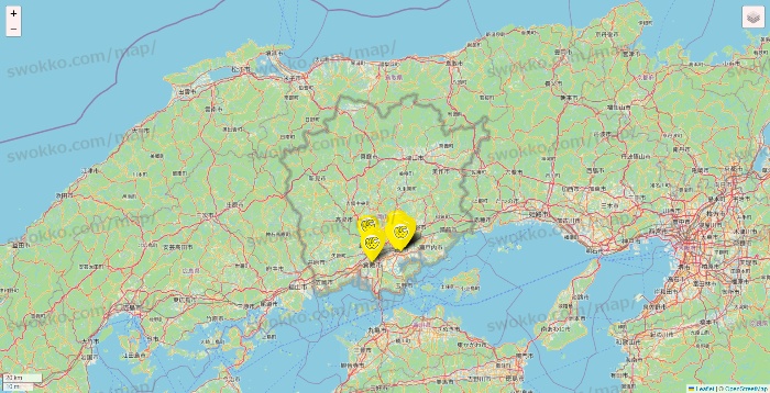 岡山県のチョコザップの店舗地図