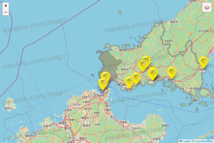山口県のチョコザップの店舗地図