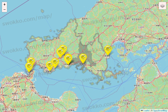 山口県のチョコザップの店舗地図